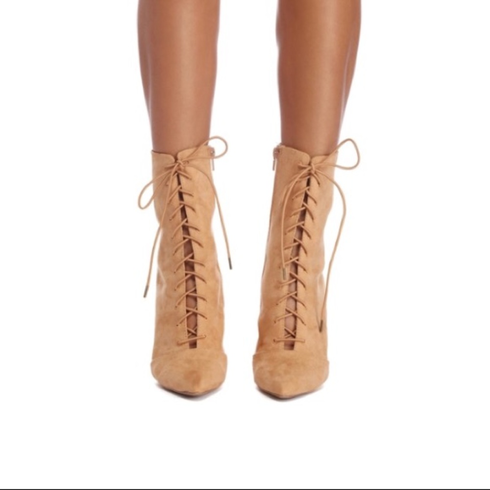NEW! Suede Pointed Lace Up Booties